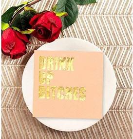 img 1 attached to 🍑 Bachelorette Party Supplies, Peach Paper Napkins with Gold Foil (5 x 5 Inches, Pack of 50)