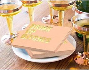 img 2 attached to 🍑 Bachelorette Party Supplies, Peach Paper Napkins with Gold Foil (5 x 5 Inches, Pack of 50)