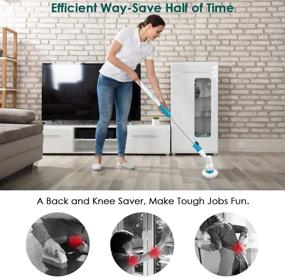 img 2 attached to 🧼 360 Cordless Electric Spin Scrubber: Multi-Purpose Power Surface Cleaner with 3 Replaceable Scrubber Brush Heads, 1 Extension Arm for Shower, Tub, Tile, Wall, Bathroom