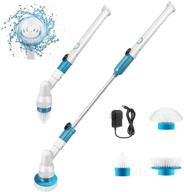 🧼 360 cordless electric spin scrubber: multi-purpose power surface cleaner with 3 replaceable scrubber brush heads, 1 extension arm for shower, tub, tile, wall, bathroom logo