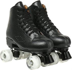 img 3 attached to 👟 Stylish High-top PU Leather Roller Skates - Double Row, Light Up, for Girls & Adults