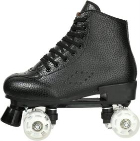 img 2 attached to 👟 Stylish High-top PU Leather Roller Skates - Double Row, Light Up, for Girls & Adults