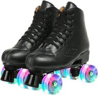 👟 stylish high-top pu leather roller skates - double row, light up, for girls & adults logo