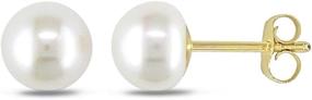 img 2 attached to 💎 Stunning 14K Gold Freshwater Pearl Stud Earrings - 2 Pack White and Peacock, Genuine 14K Yellow Gold Backings