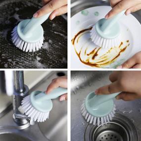 img 1 attached to 🧽 Durable 4-Piece Scrub Brush Set: Ideal for Kitchen, Bathroom, Shower, Floor, and More!