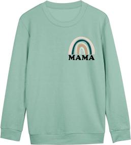 img 3 attached to 🌈 Mama Top Women's Rainbow Graphic Sweatshirt - Long Sleeve Crew Neck Pullover Mom Blouse