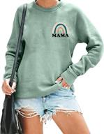 🌈 mama top women's rainbow graphic sweatshirt - long sleeve crew neck pullover mom blouse logo