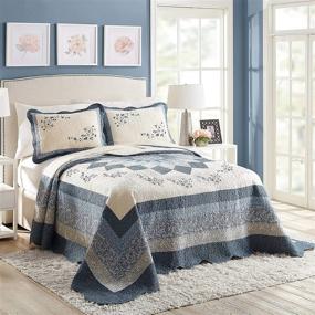 img 4 attached to 🛏️ Captivating Queen Bedspread: Discover the Timeless Elegance of Modern Heirloom Collection's Charlotte in Blue