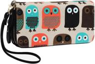 🦉 canvas owl zipper wallet with coin pocket, strap, phone & card holder for women logo