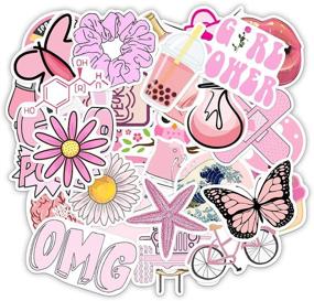 img 4 attached to 🌸 50 Pcs Cute Aesthetic Vinyl Pink VSCO Stickers Pack: Adorable Decals for Laptop, Water Bottle, Car, Luggage, and More!