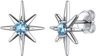 dainty birthstone north star starburst stud earrings: suplight 925 sterling silver for women & girls logo