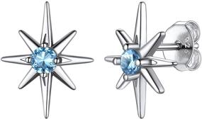 img 4 attached to Dainty Birthstone North Star Starburst Stud Earrings: Suplight 925 Sterling Silver for Women & Girls