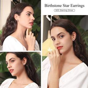 img 3 attached to Dainty Birthstone North Star Starburst Stud Earrings: Suplight 925 Sterling Silver for Women & Girls