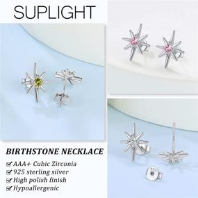 img 1 attached to Dainty Birthstone North Star Starburst Stud Earrings: Suplight 925 Sterling Silver for Women & Girls