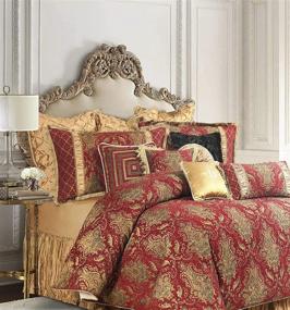 img 2 attached to 🛏️ Набор утолщенного покрывала King Loom and Mill Classic Damask Jacquard: 13-предметный роскошный комплект постельного белья с юбкой для кровати, евро-подушками и декоративными подушками - для всех сезонов (Флоренция, King)