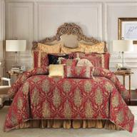 🛏️ loom and mill classic damask jacquard comforter set king: 13-piece luxury bedding bundle with bed skirt, euro shams, and decorative pillows - all season (florence, king) logo