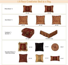 img 1 attached to 🛏️ Набор утолщенного покрывала King Loom and Mill Classic Damask Jacquard: 13-предметный роскошный комплект постельного белья с юбкой для кровати, евро-подушками и декоративными подушками - для всех сезонов (Флоренция, King)