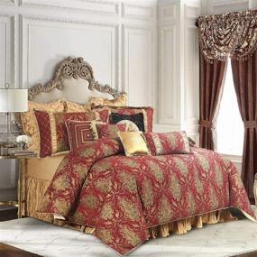 img 3 attached to 🛏️ Набор утолщенного покрывала King Loom and Mill Classic Damask Jacquard: 13-предметный роскошный комплект постельного белья с юбкой для кровати, евро-подушками и декоративными подушками - для всех сезонов (Флоренция, King)