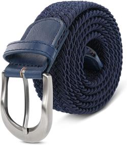 img 4 attached to Braided Stretch Elastic Leather Multicolored Men's Accessories in Belts