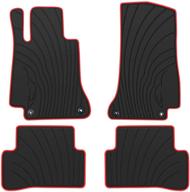 🚘 custom fit mercedes-benz c class w205 s205 2015-2020 c200 c250 c300 c350 rubber black and red car floor mat - all weather heavy duty, odorless - hd-mart auto floor mats logo