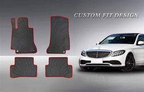 img 1 attached to 🚘 Custom Fit Mercedes-Benz C Class W205 S205 2015-2020 C200 C250 C300 C350 Rubber Black and Red Car Floor Mat - All Weather Heavy Duty, Odorless - HD-Mart Auto Floor Mats