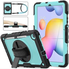 img 4 attached to SEYMAC Stock Samsung Galaxy Tab S6 Lite 🌟 Case with Screen Protector & Pencil Holder - SkyBlue+Black