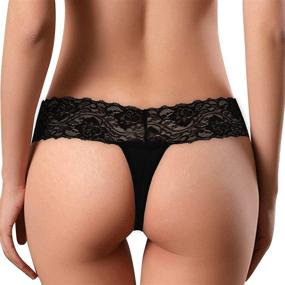 img 1 attached to Sexy Cheeky Thong Panties for Women: Thin Lace Hollowed Out T-Back, Low Waist, Ice Silk, See Through