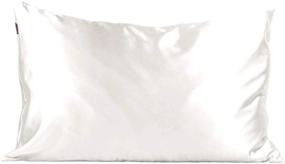 img 3 attached to 🌙 Kitsch 100% Satin Pillowcase with Zipper: Luxuriously Soft Vegan Silk Pillowcase, Standard Size (Ivory)