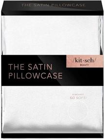 img 1 attached to 🌙 Kitsch 100% Satin Pillowcase with Zipper: Luxuriously Soft Vegan Silk Pillowcase, Standard Size (Ivory)