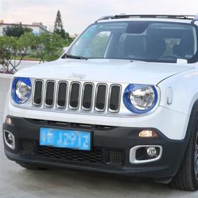 img 1 attached to RT-TCZ Front Light Cover Angry Bird Headlight Bezels Cover ABS Trim For 2015 2016 2017 Jeep Renegade-2PCS (Blue)