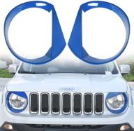 rt-tcz front light cover angry bird headlight bezels cover abs trim for 2015 2016 2017 jeep renegade-2pcs (blue) logo