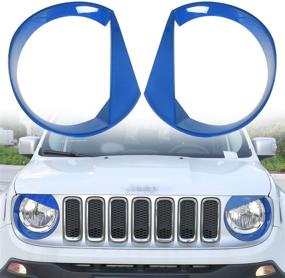 img 4 attached to RT-TCZ Front Light Cover Angry Bird Headlight Bezels Cover ABS Trim For 2015 2016 2017 Jeep Renegade-2PCS (Blue)