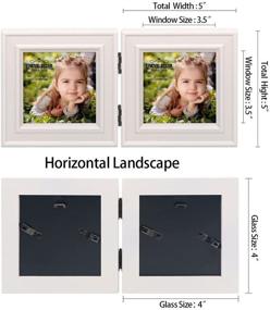 img 2 attached to 🖼️ Double 4x4 Wood Photo Frame Instagram: Hinged Picture Frames with Glass Front, Versatile Desk/Table Top Stand (3.5 x 3.5 Picture, White)