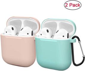 img 2 attached to 🎧 Premium Compatible AirPods Case Cover Silicone Protective Skin (2 Pack) - Apple Airpod Case 2&1 - Pink-Turquoise Color