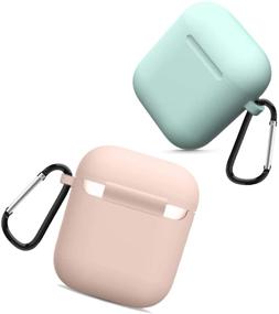 img 3 attached to 🎧 Premium Compatible AirPods Case Cover Silicone Protective Skin (2 Pack) - Apple Airpod Case 2&1 - Pink-Turquoise Color