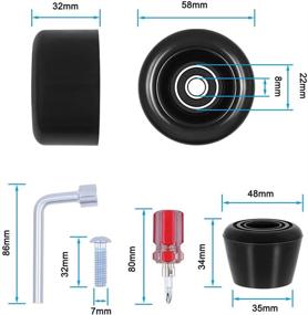 img 3 attached to 🛼 Tanzfrosch 8-Pack Roller Skate Wheels – Includes Installed Bearings and 2 Toe Stoppers – Ideal for Double Row Skating, Quad Skates, Skateboard – Indoor/Outdoor Use – 32mm x 58mm 82A