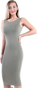img 1 attached to 👗 TAM WARE Women's Slim Fit Sleeveless Bodycon Midi Dress with Scoop Neck - Classic Style