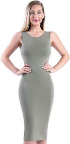 img 3 attached to 👗 TAM WARE Women's Slim Fit Sleeveless Bodycon Midi Dress with Scoop Neck - Classic Style