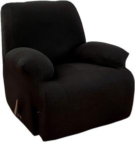 img 4 attached to Enhance Your Living Room with the Stretch Recliner Slipcover by MarCielo - 1-Piece Couch Cover, Furniture Chair Slipcover in Black