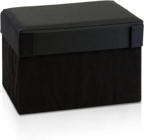 img 4 attached to Furinno Oxford Rectangular Foldable Storage Stool Ottoman, Black: Stylish and Versatile Storage Solution