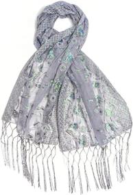 img 4 attached to Bohomonde Amaryllis: Vintage-Inspired Embroidered Women's Scarves & Wraps