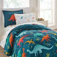 wildkin kids 7 pc full bed in a bag - microfiber bedding set for boys and girls, jurassic dinosaurs theme - includes comforter, sheets, pillow cases, shams - bpa-free, olive kids logo