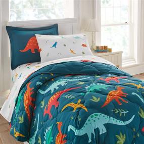 img 4 attached to Wildkin Kids 7 Pc Full Bed in A Bag - Microfiber Bedding Set for Boys and Girls, Jurassic Dinosaurs Theme - Includes Comforter, Sheets, Pillow Cases, Shams - BPA-Free, Olive Kids