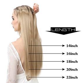 img 2 attached to 💁 SARLA Halo Hair Extensions Dirty Blonde: Straight Long Synthetic Hairpieces for Women, 22 Inch, Heat Resistant Fiber, No Clip, Secret Wire Headband