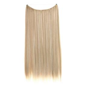 img 3 attached to 💁 SARLA Halo Hair Extensions Dirty Blonde: Straight Long Synthetic Hairpieces for Women, 22 Inch, Heat Resistant Fiber, No Clip, Secret Wire Headband