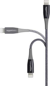 img 3 attached to Высококачественный двухметровый двойной USB-кабель с оплеткой из нейлона для устройств с разъемами Lightning и USB - Зарядное устройство Apple iPhone с сертификацией MFi и сроком службы 20 000 гибких изгибов - Темно-серый.