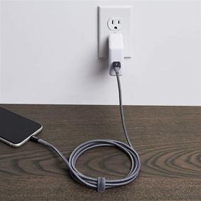 img 1 attached to Высококачественный двухметровый двойной USB-кабель с оплеткой из нейлона для устройств с разъемами Lightning и USB - Зарядное устройство Apple iPhone с сертификацией MFi и сроком службы 20 000 гибких изгибов - Темно-серый.