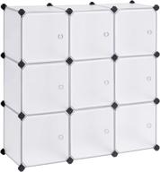songmics 9-cube storage organizer with doors - white diy plastic closet cabinet for bedroom, living room, office - modular bookcase and storage shelving, 36.6 x 12.2 x 36.6 inches (ulpc116wsv1) logo