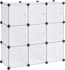 img 3 attached to SONGMICS 9-Cube Storage Organizer with Doors - White DIY Plastic Closet Cabinet for Bedroom, Living Room, Office - Modular Bookcase and Storage Shelving, 36.6 x 12.2 x 36.6 Inches (ULPC116WSV1)