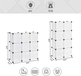 img 1 attached to SONGMICS 9-Cube Storage Organizer with Doors - White DIY Plastic Closet Cabinet for Bedroom, Living Room, Office - Modular Bookcase and Storage Shelving, 36.6 x 12.2 x 36.6 Inches (ULPC116WSV1)